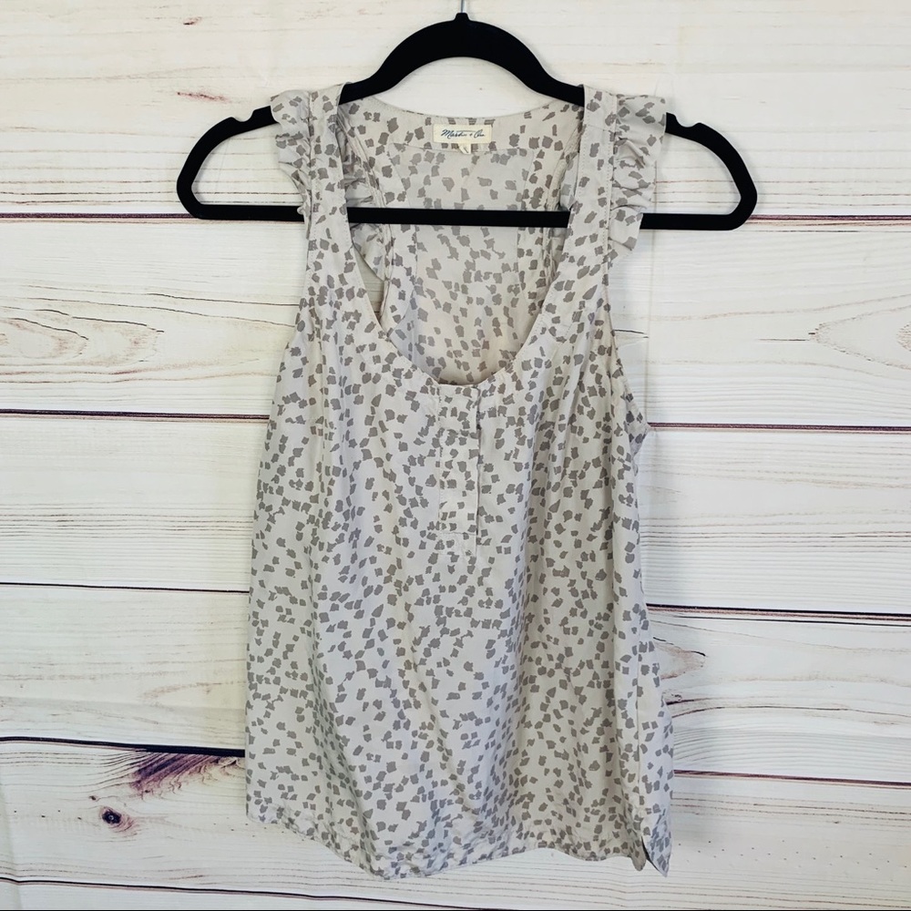 Martin + Osa gray flutter sleeve silk top …